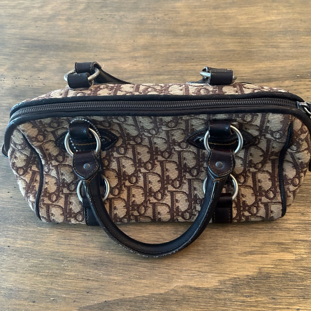 DIOR BOWLING CLOTH HANDBAG monogram brown leather Vintage - Picture 5 of 17